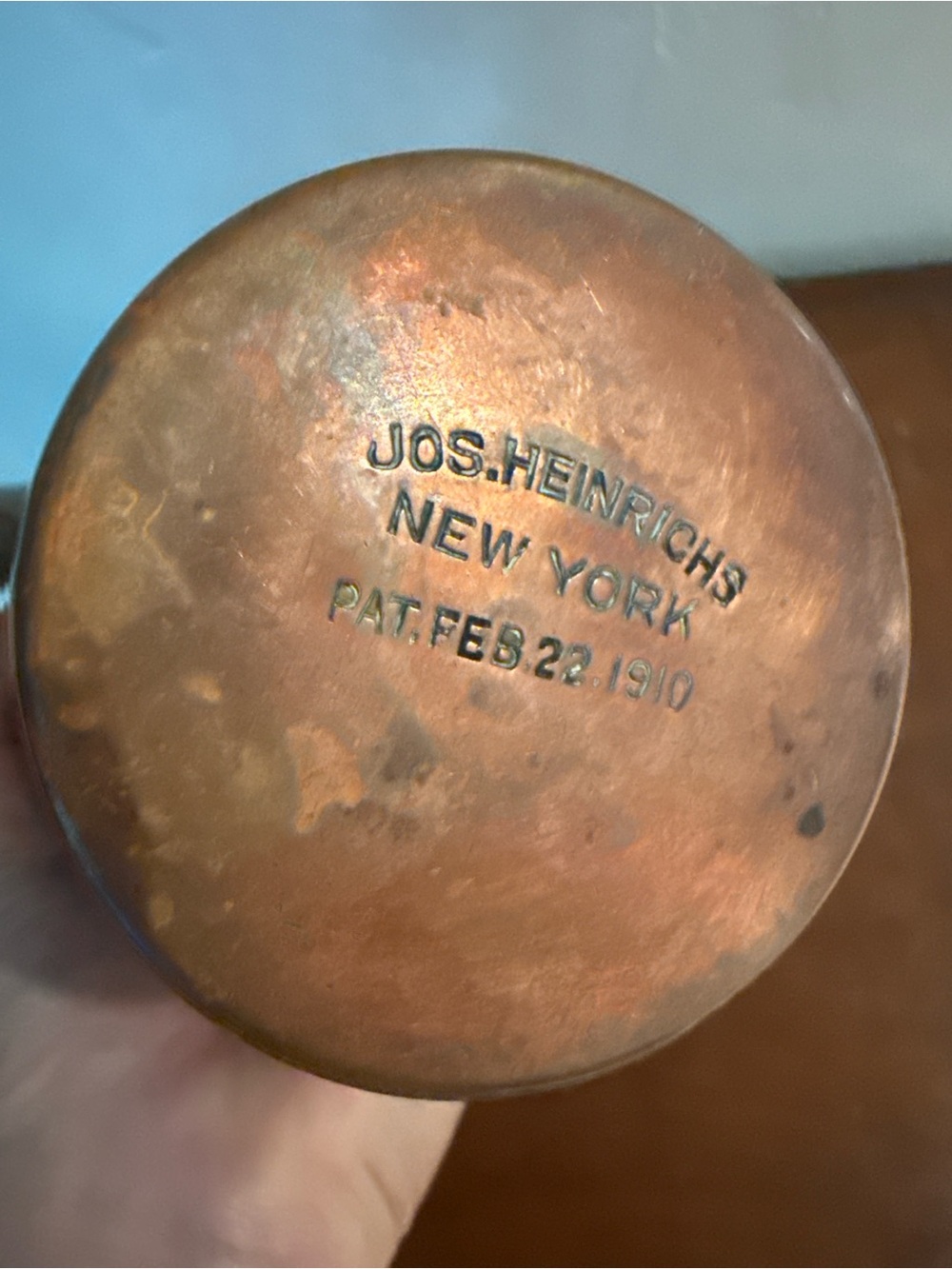 Antique 1910 Jos Heinrichs New York Copper Cocktail Shaker Pre-Prohibition - Picture 8 of 8